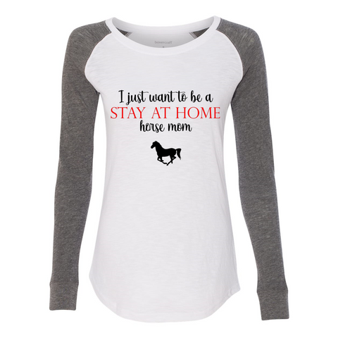 Stay At Home Horse Mom Women's Preppy Patch Slub T-Shirt
