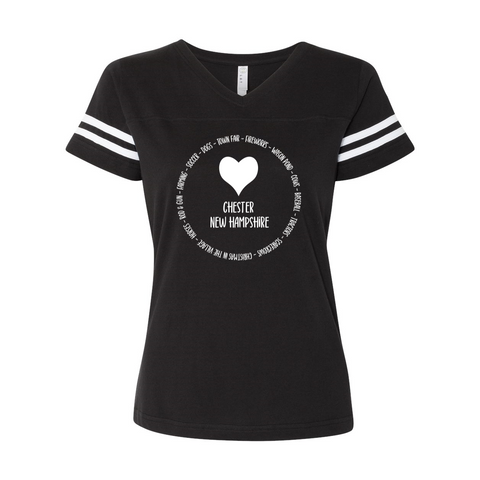 Women's Football V-Neck Fine Jersey Tee