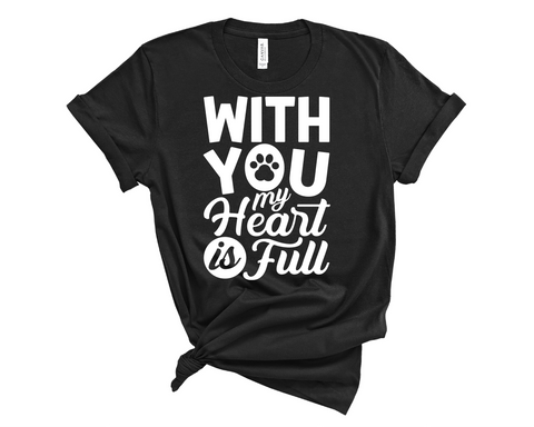 With You My Heart Is Full (with hearts) Unisex Jersey Short Sleeve Tee